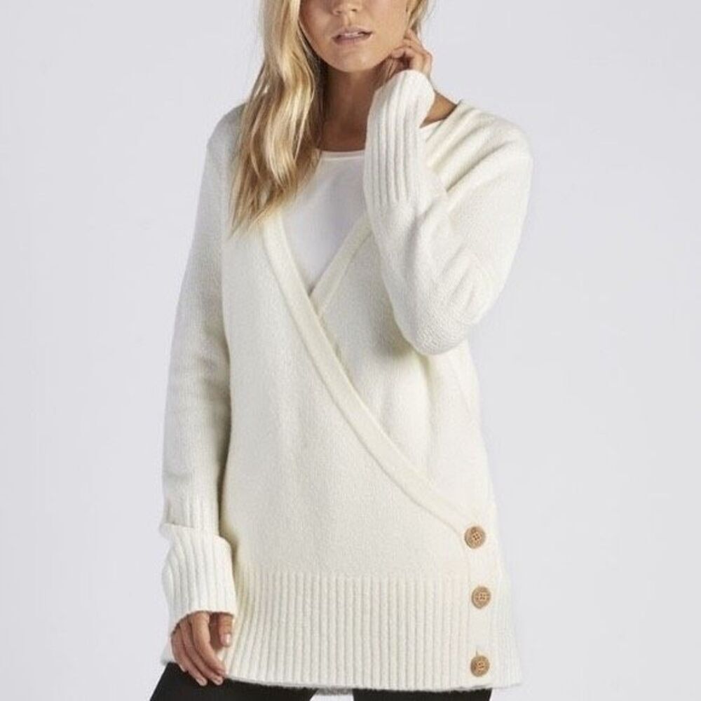 UGG Tinsley Long Sleeve Wrap Sweater Cardigan Button Cream Size L
